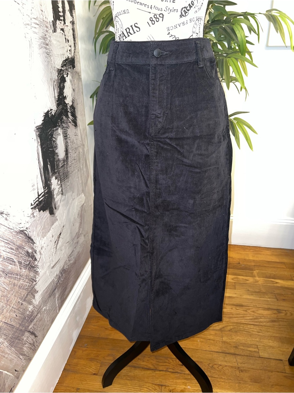 Liz Claiborne Black Maxi Corduroy Skirt